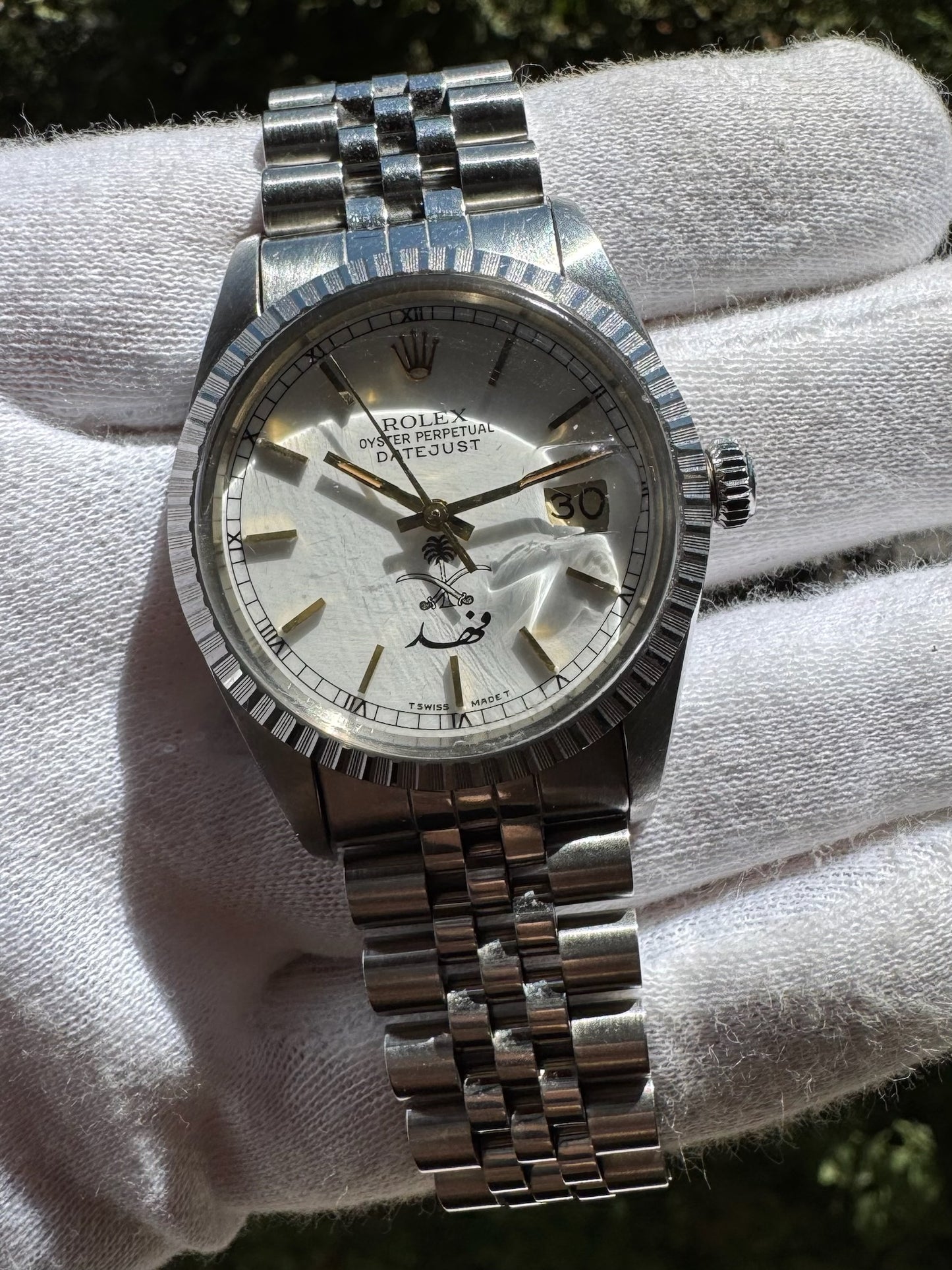 Rolex Datejust 36 Full Steel Jubilee White Porcelain Dial KSA Saudi Arabia Fahed 1988 (Full-Set/Unpolished)