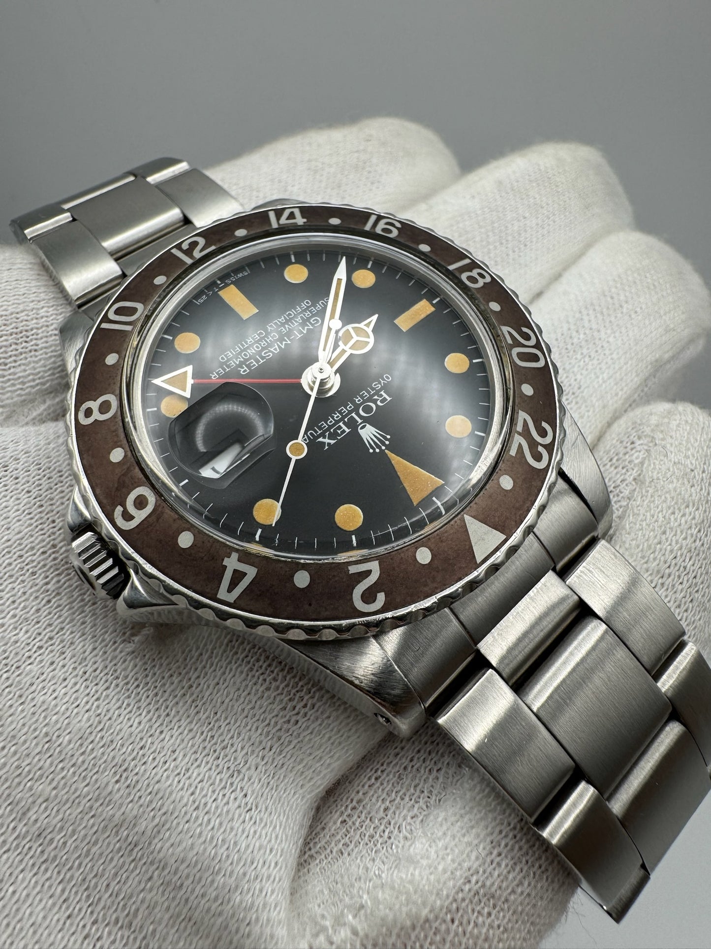 Rolex GMT-Master 1675 Osyter MK4 Pumpkin Patina Brown Insert 1977 (Full-Set/Serviced)
