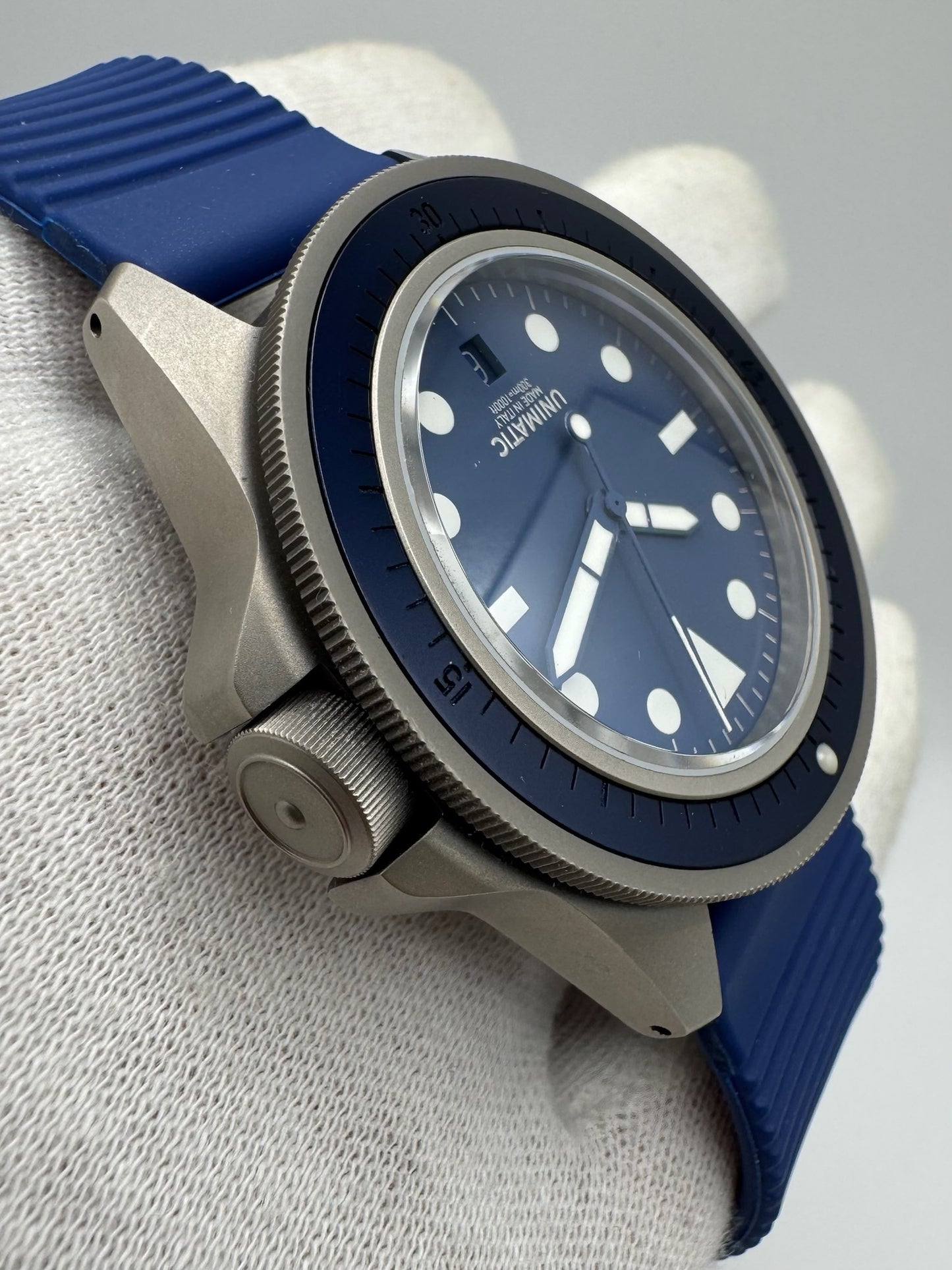 Unimatic Modello Uno Diver Blasted Titanium Blue Dial Limited Edition 500pcs (Full-Set/Unworn)