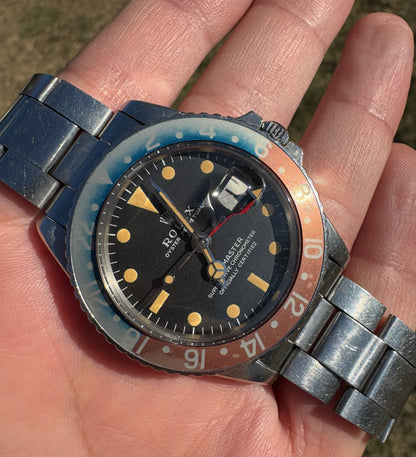 Rolex GMT-Master 1675 MK1 Long E Pumpkin Patina Faded Red Back Insert 1968 (Full-Set/Unpolished)