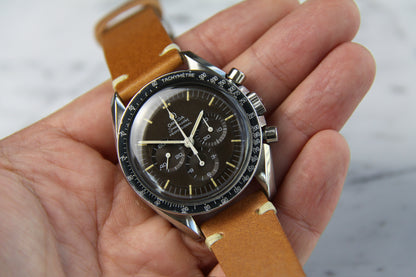 Omega Speedmaster Professional Moonwatch Tropical Brown Dial Heavy Patina Blue Insert 1969 (Serviced)