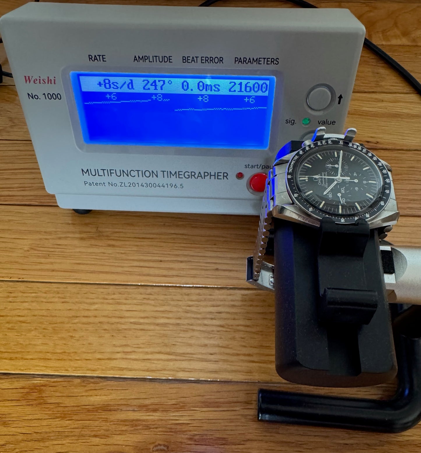 Omega Speedmaster Professional Moonwatch Full Steel Tritium Dial Blue Insert 1970’s (Unpolished)