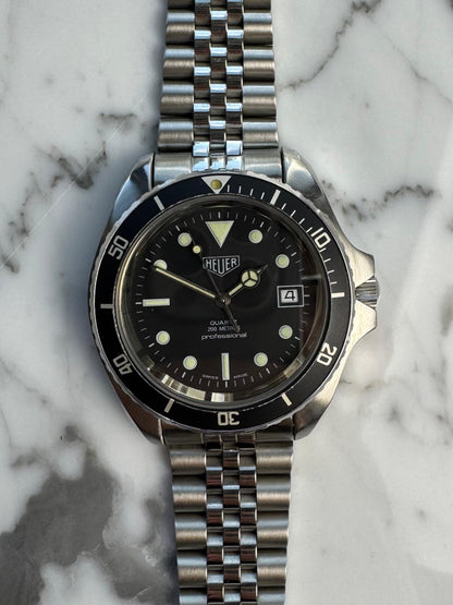 Heuer Professional Vintage Diver Full Steel Quartz Black Dial (Unpolished)