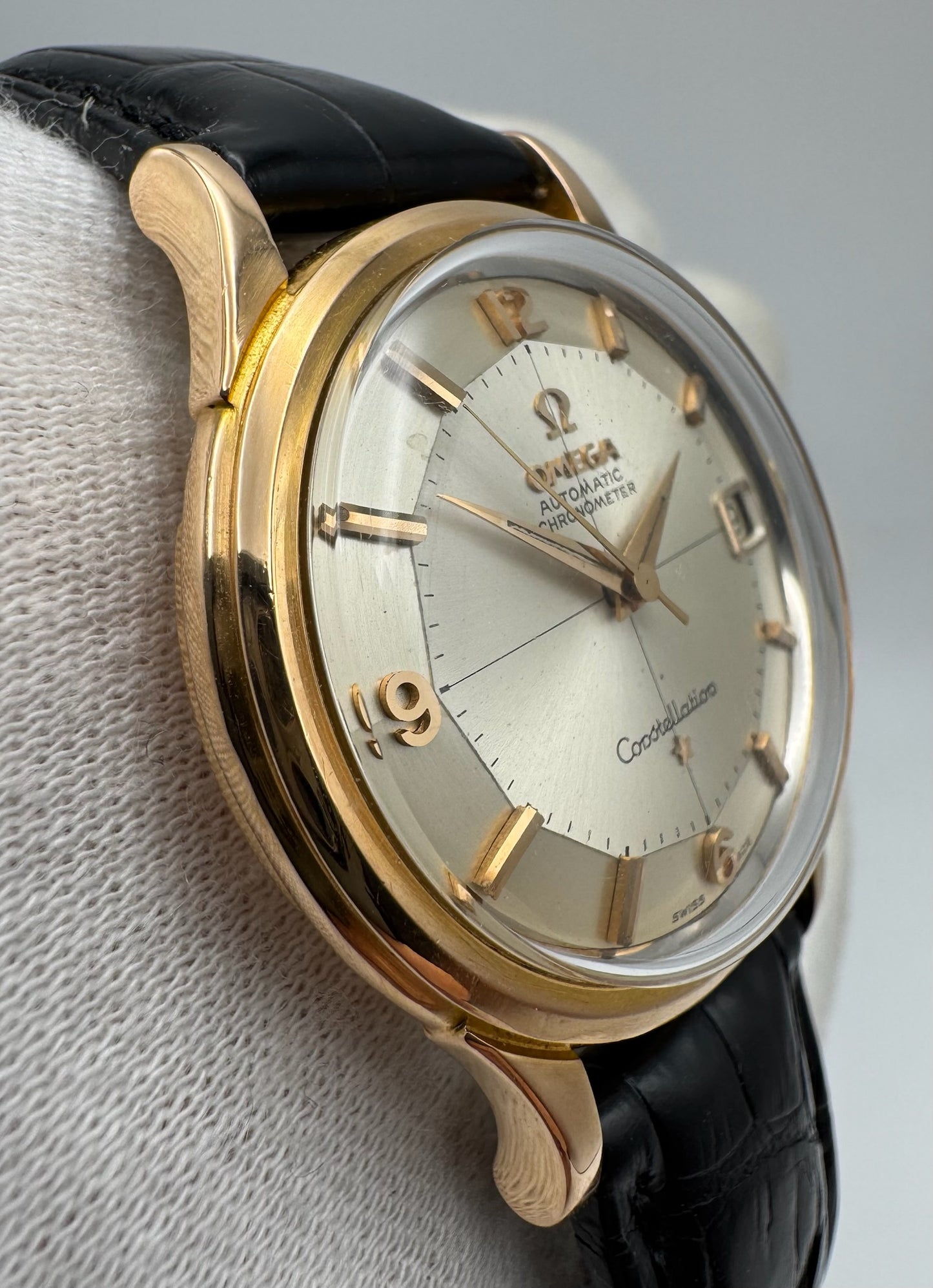 Omega Constellation 18K Rose Gold Silver Pie Pan Dial 1960