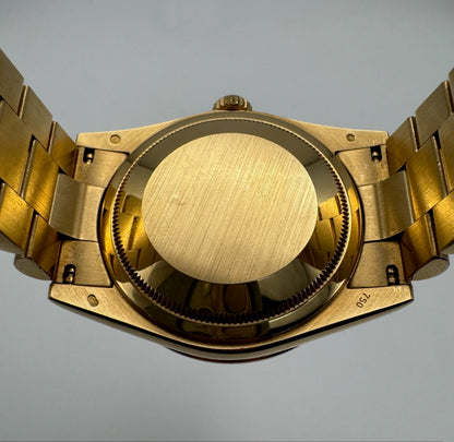 Rolex Day-Date 36 Extremely Rare Green Enamel Dial Factory Diamonds Baguette Bezel 2016 (Full-Set/Unpolished)