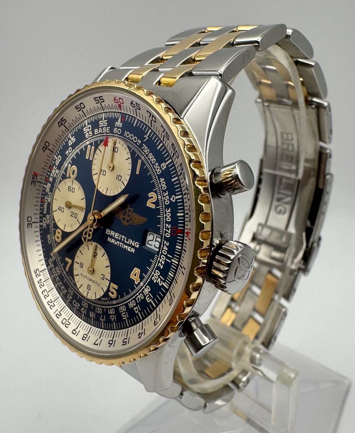 Breitling Old Navitimer Two Tone Blue Tritium Dial Yellow Patina Steel/Yellow Gold (Serviced)