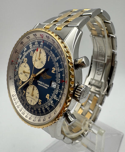 Breitling Old Navitimer Two Tone Blue Tritium Dial Yellow Patina Steel/Yellow Gold (Serviced)