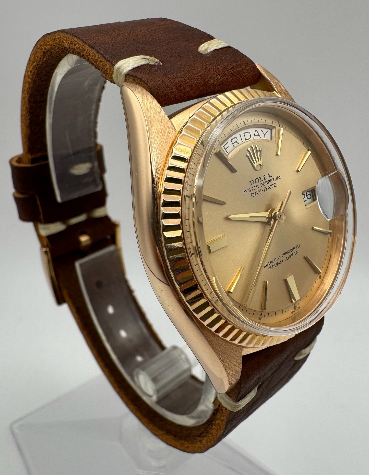 Rolex Day-Date 36 18K Rose Gold Head Door Stop Dial 1973 (Mint)