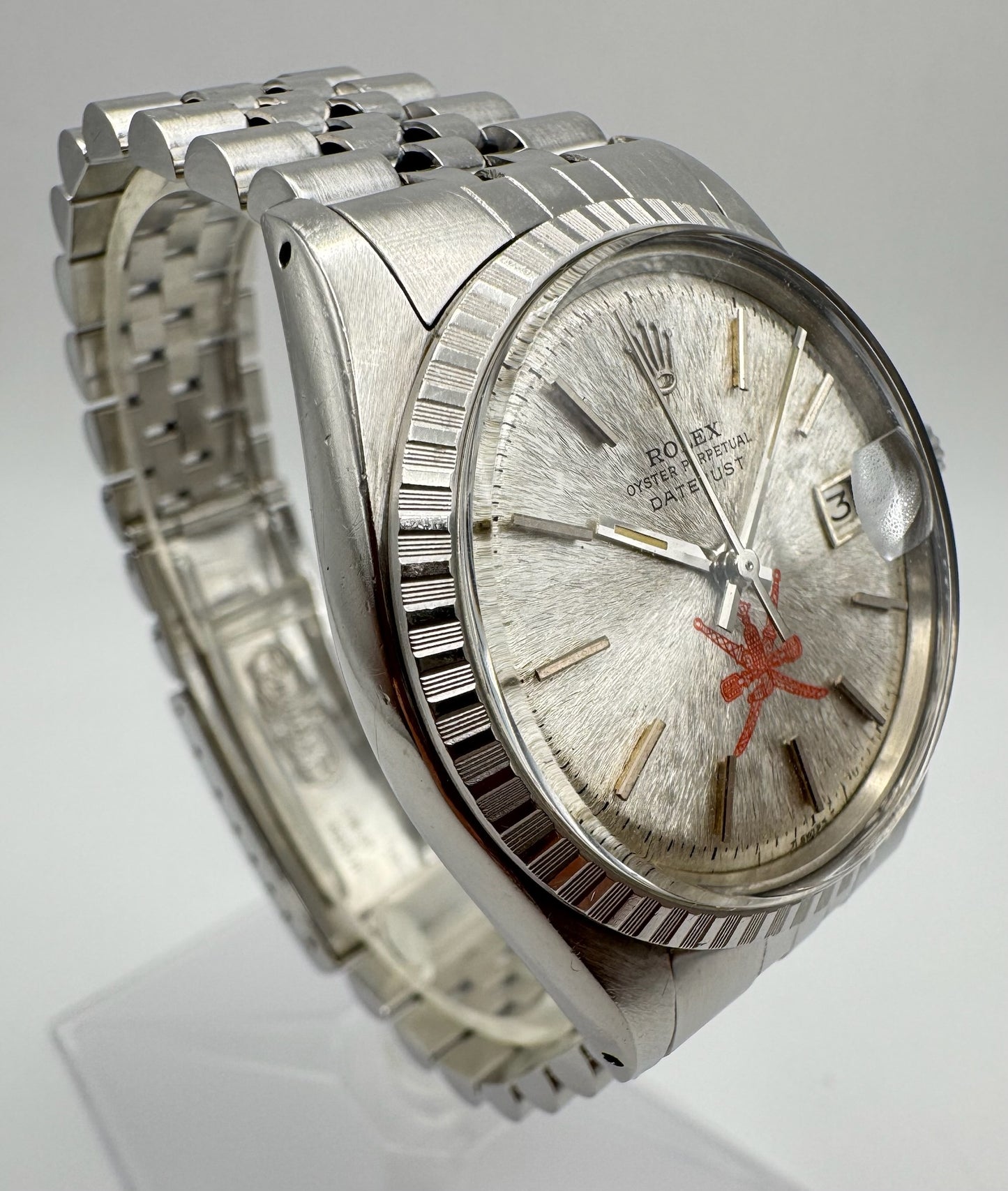 Rolex Datejust 1603 Etched Dial Red “Khanjar” Logo (Unpolished)