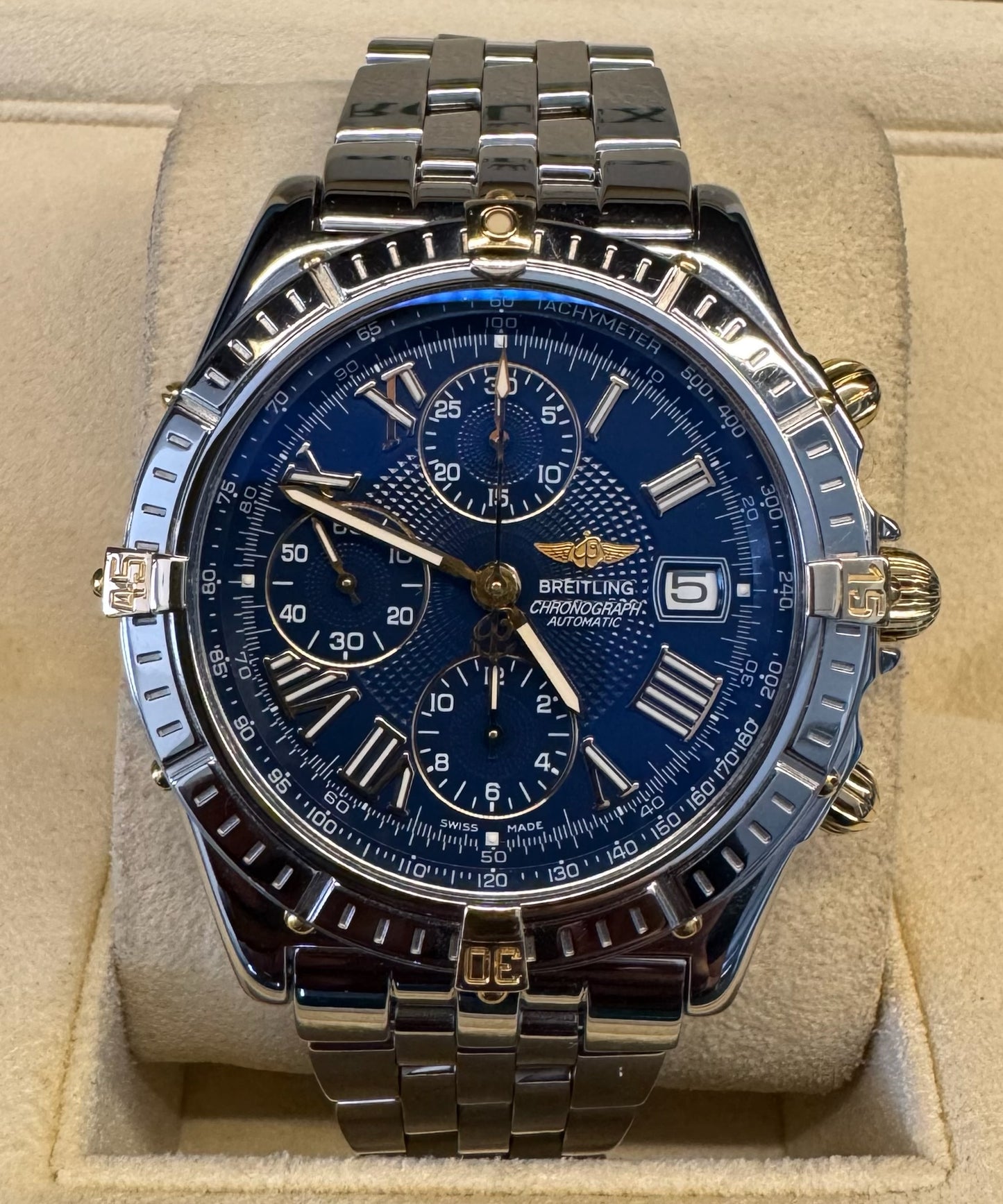Breitling Crosswind Chronograph Two-Tone Blue Dial (Serviced)