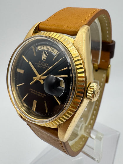 Rolex Day-Date 36 Yellow Gold 18K Head Black Glossy Swiss Only Door Stop Index 1974