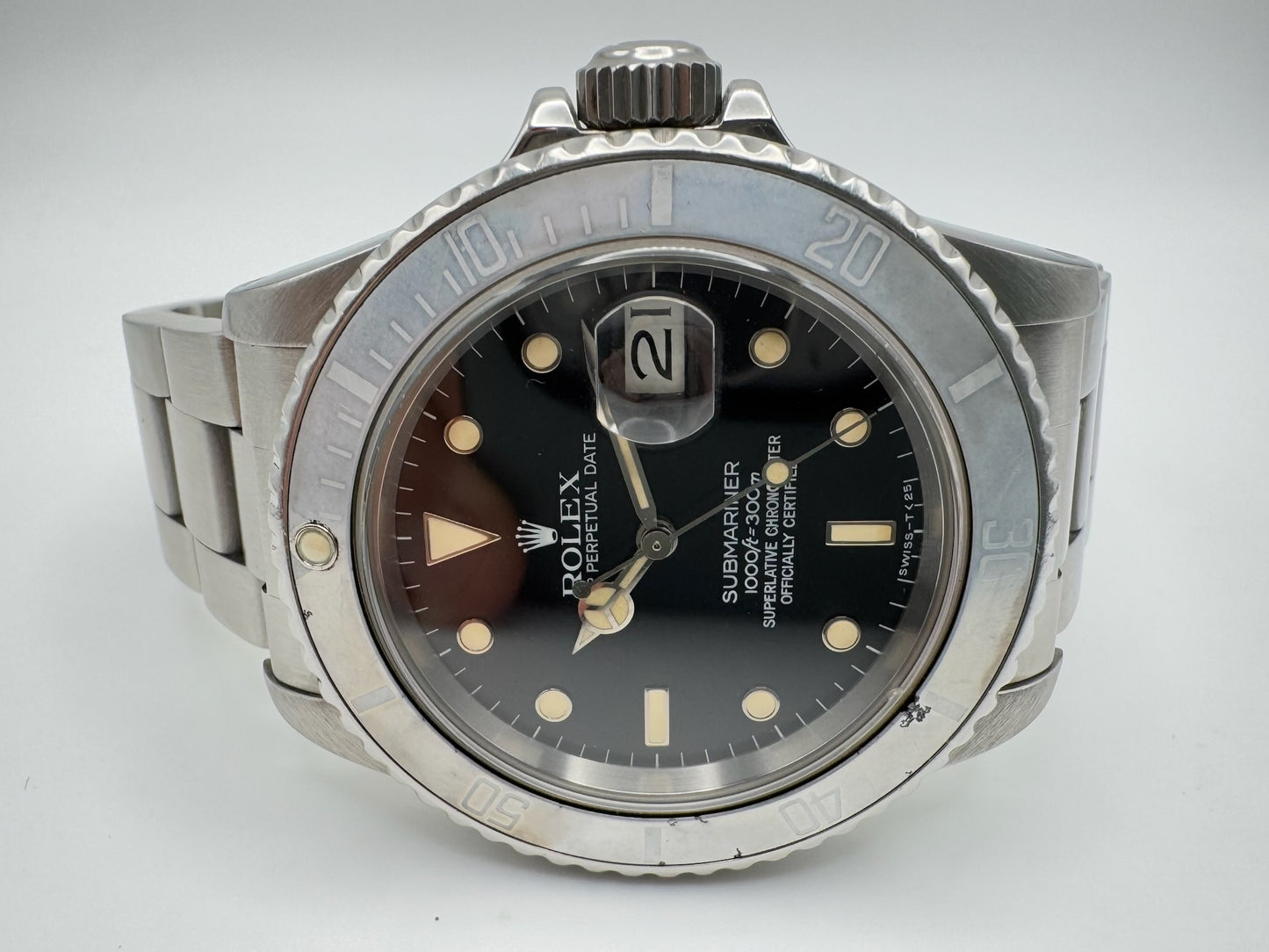 Rolex Submariner 16800 Semi Gloss Dial Cream Patina Faded Bezel 1985