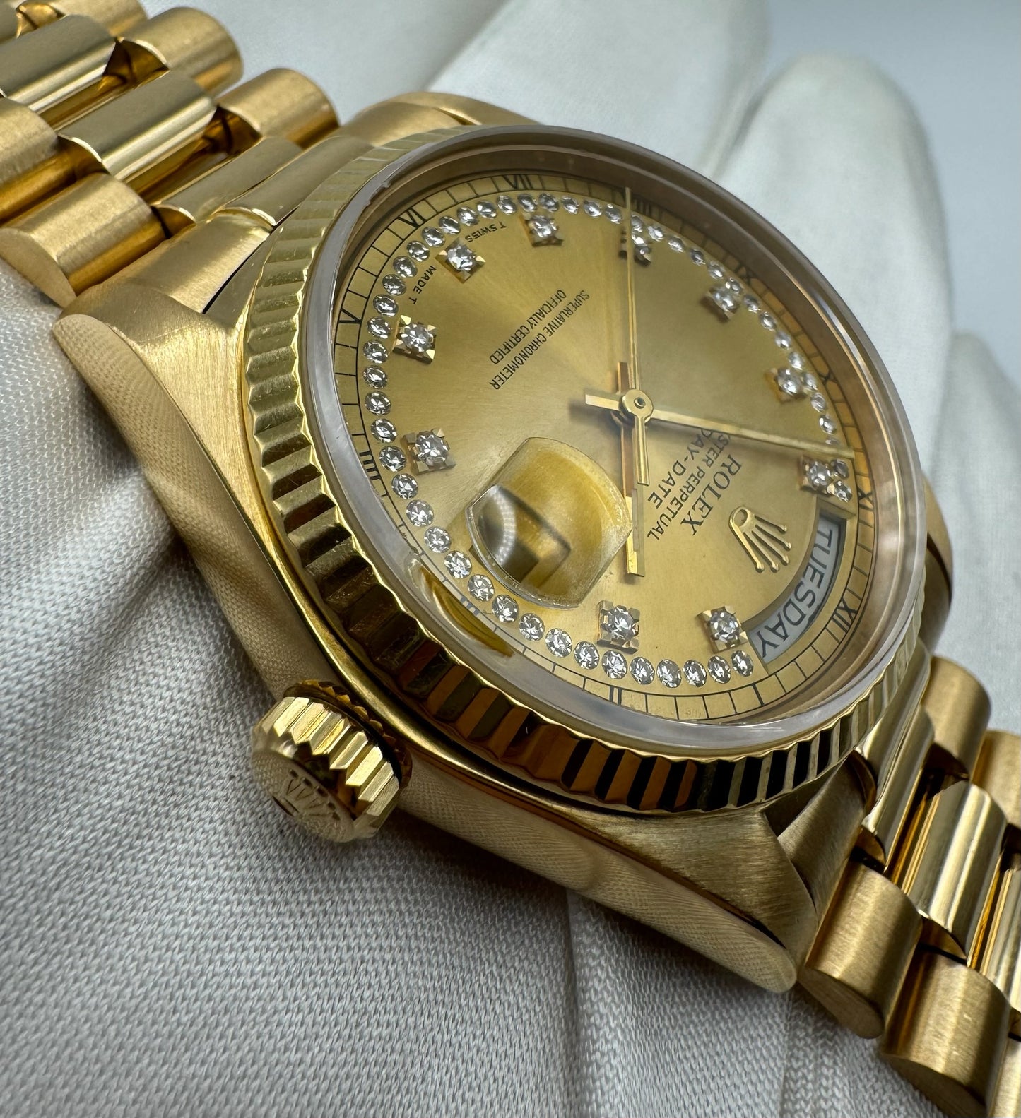 Rolex Day-Date Full Gold with Solid Gold Diamond String Dial