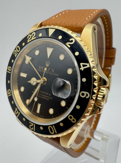 Rolex GMT-Master II 16718 Yellow Gold Head Black Tritium Dial 1991 (Mint/Serviced)