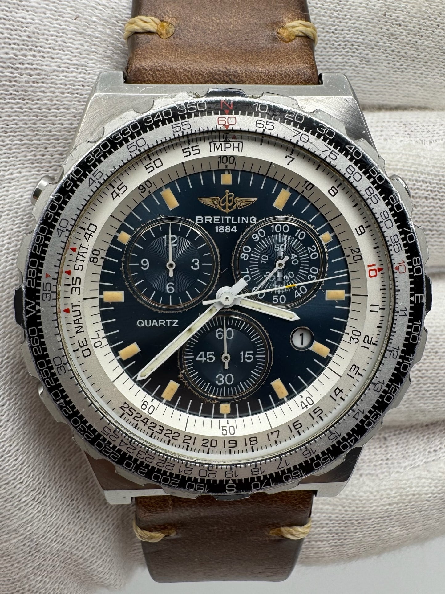 Breitling Jupiter Pilot Navitimer Jupiter Pilot Quartz Blue Tritium Dial Very Rare (Unpolished)