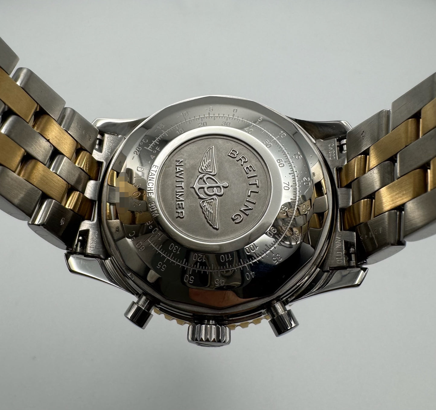 Breitling Old Navitimer Two Tone Blue Tritium Dial Yellow Patina Steel/Yellow Gold (Serviced)