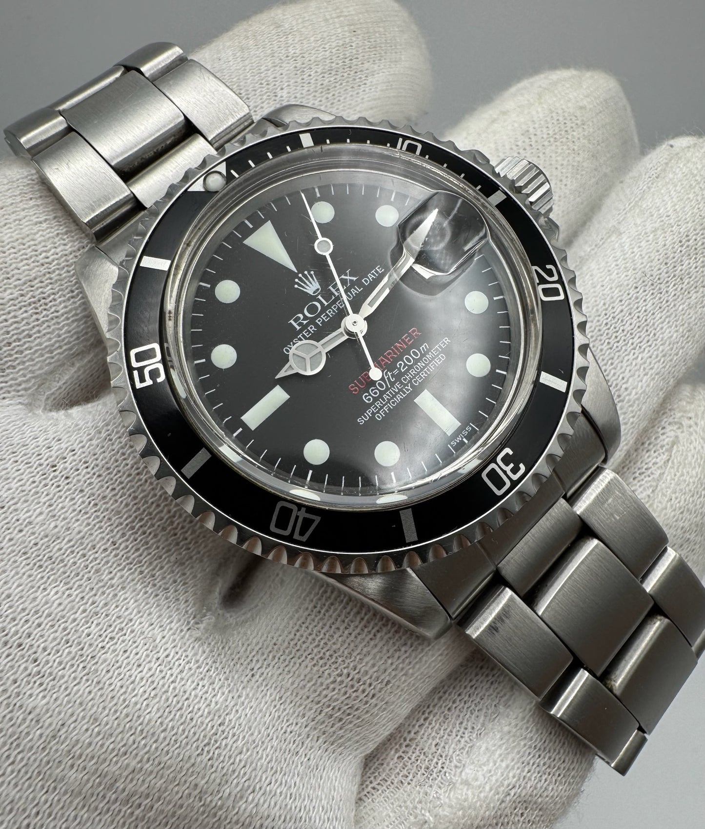 Rolex Submariner Date 1680 Red Very Rare “SWISS” Only Service Dial 1971