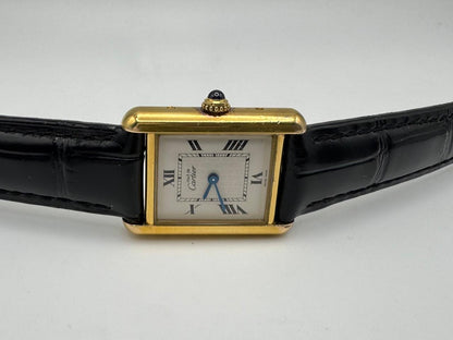 Cartier Tank Vermeil Gold Plated Quartz White Roman Dial