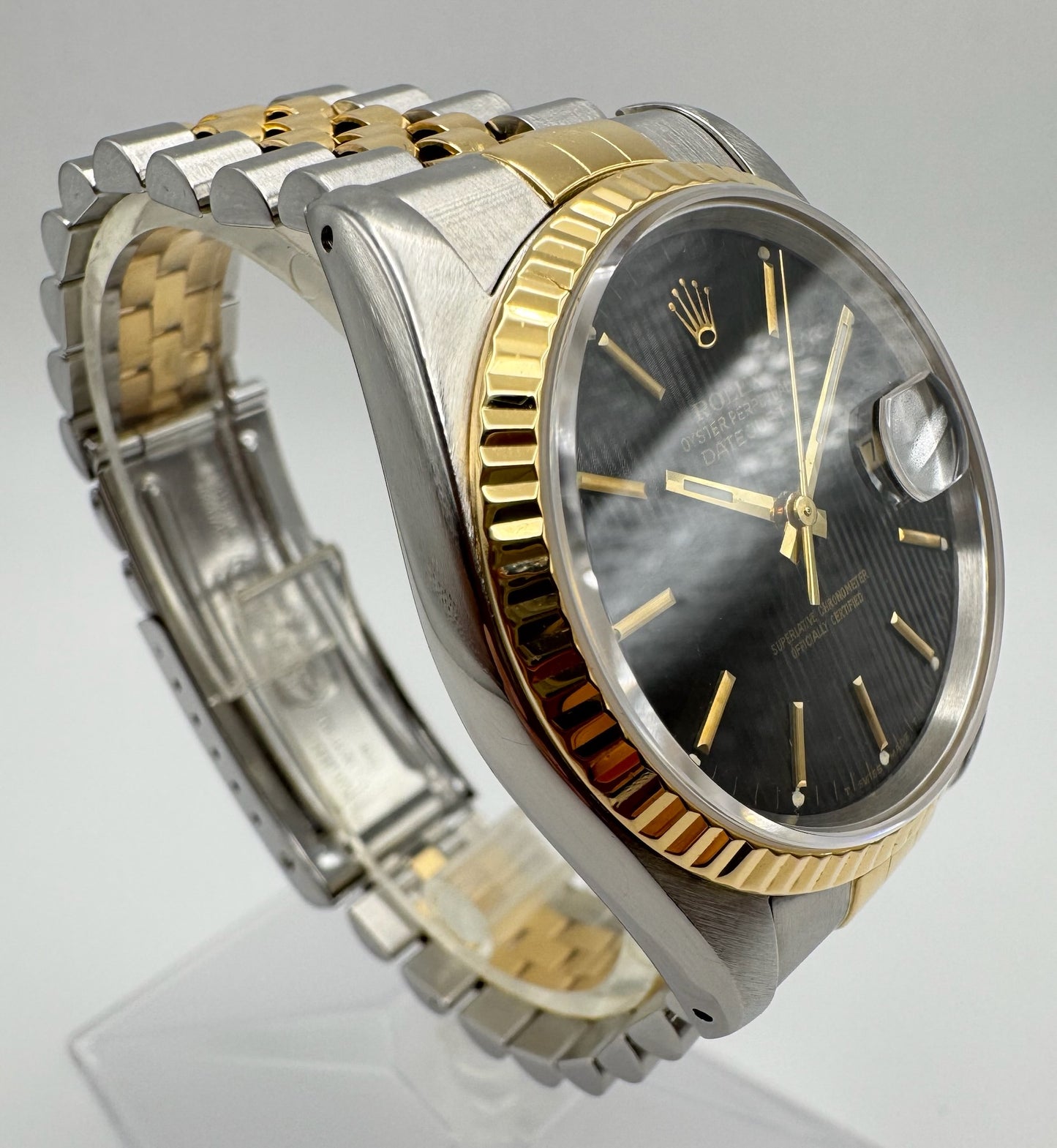 Rolex Datejust 36 Steel/Yellow Gold Jubilee Black Tapestry 1990 (Serviced)