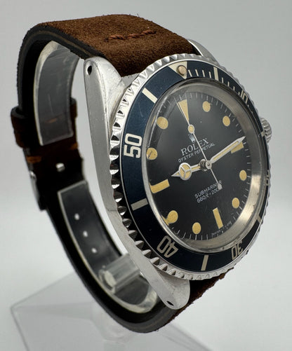 Rolex Submariner No Date 5513 “Feet First” Head Heavy Patina Maxi Dial Blue Insert 1965 (Serviced)