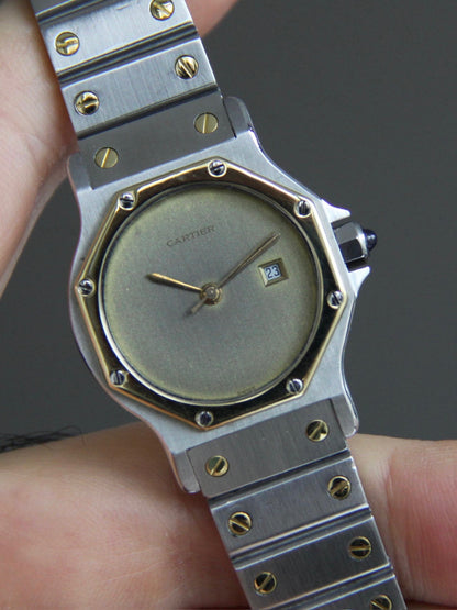 Cartier Santos Octagon Automatic Two-Tone Large Model Ghost/Grey Dial 1990 (Serviced)