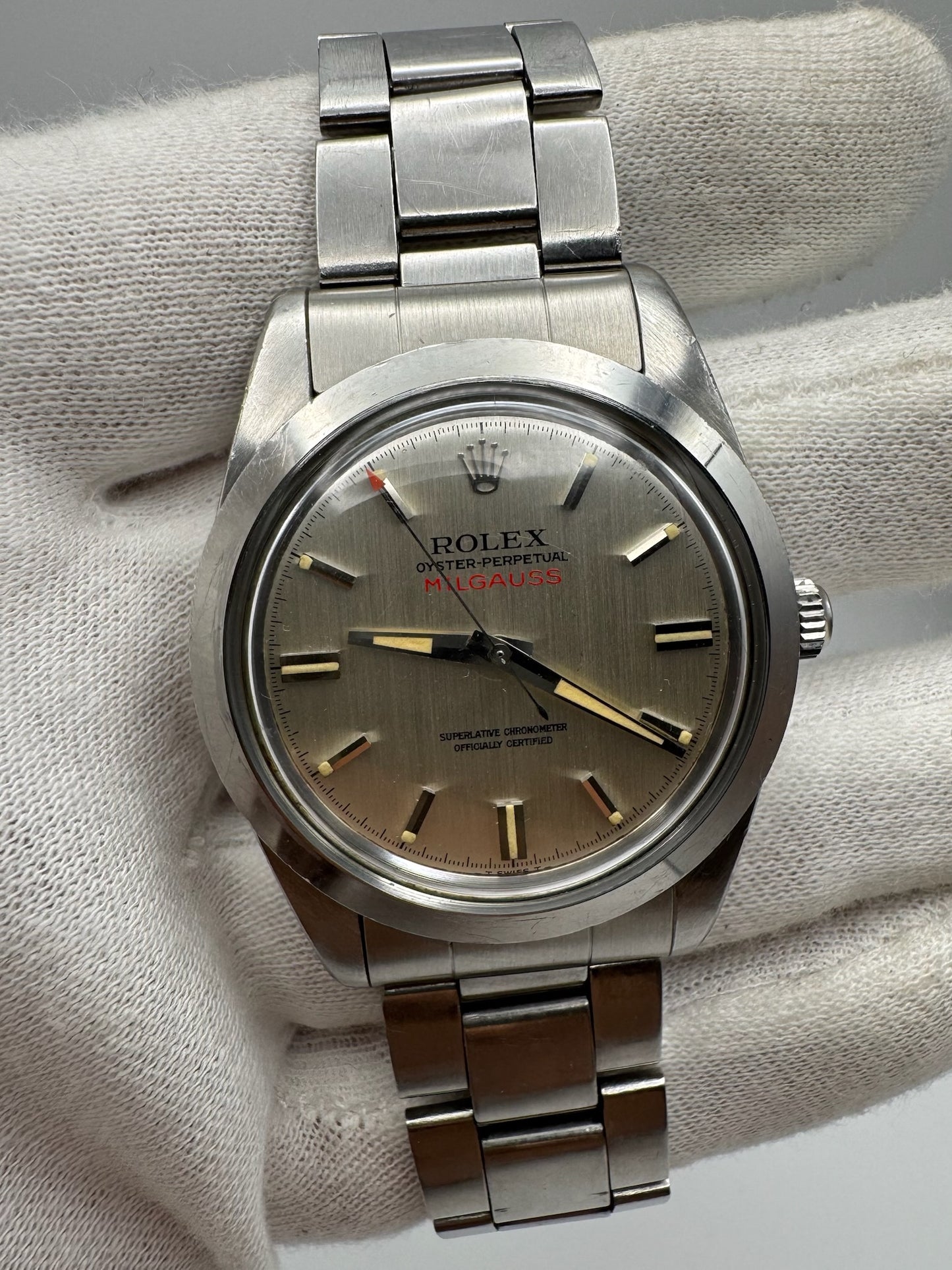 Rolex Milgauss 1019 Full Steel Silver Dial 1970 (Unpolished/Serviced)