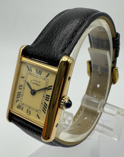 Cartier Tank Vermeil Gold Plated Manual Winding Lemon Dial (Papers/Mint)