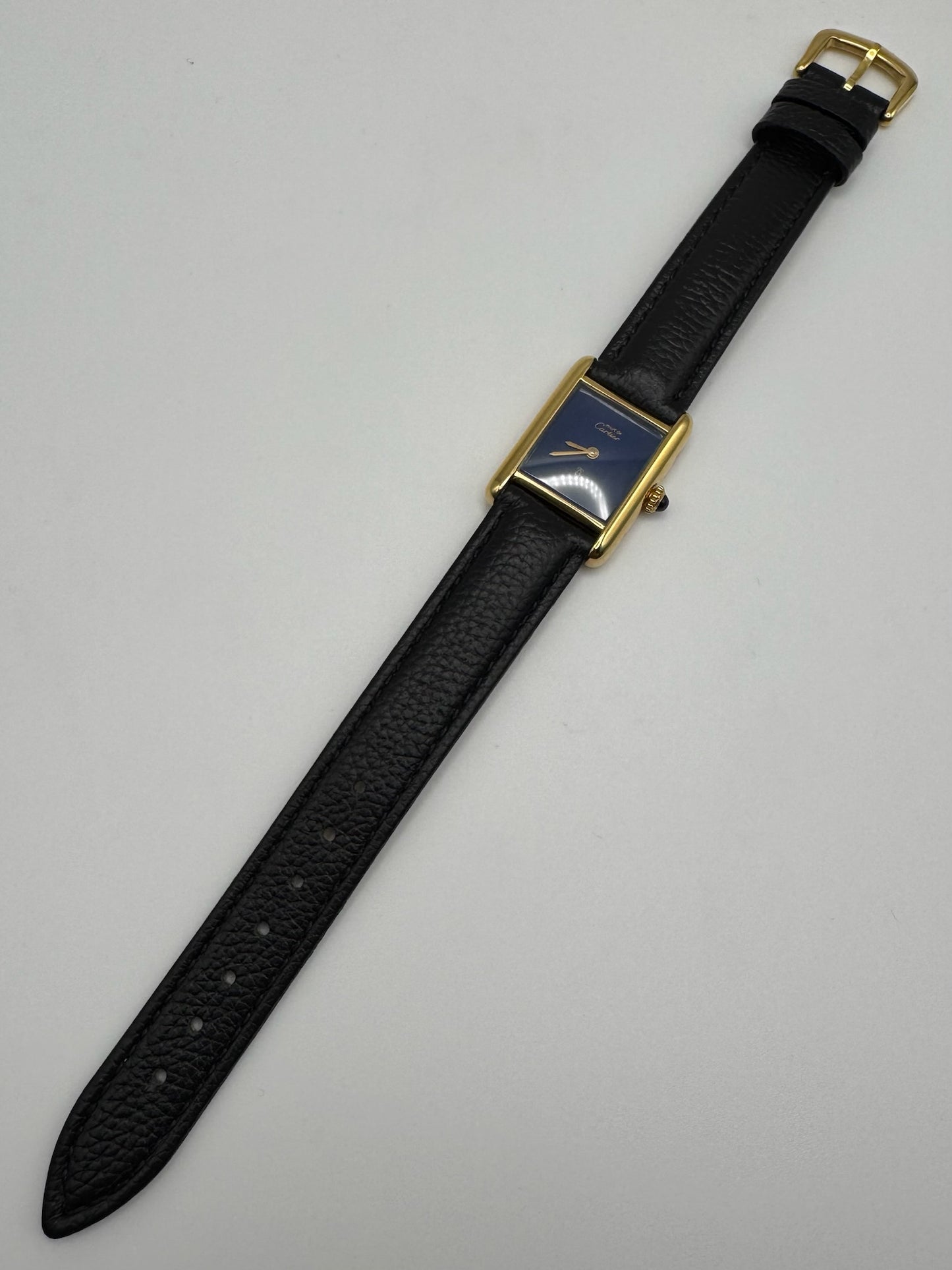 Cartier Tank Vermeil Manual Winding with Blue Dial
