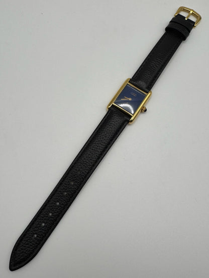 Cartier Tank Vermeil Manual Winding with Blue Dial
