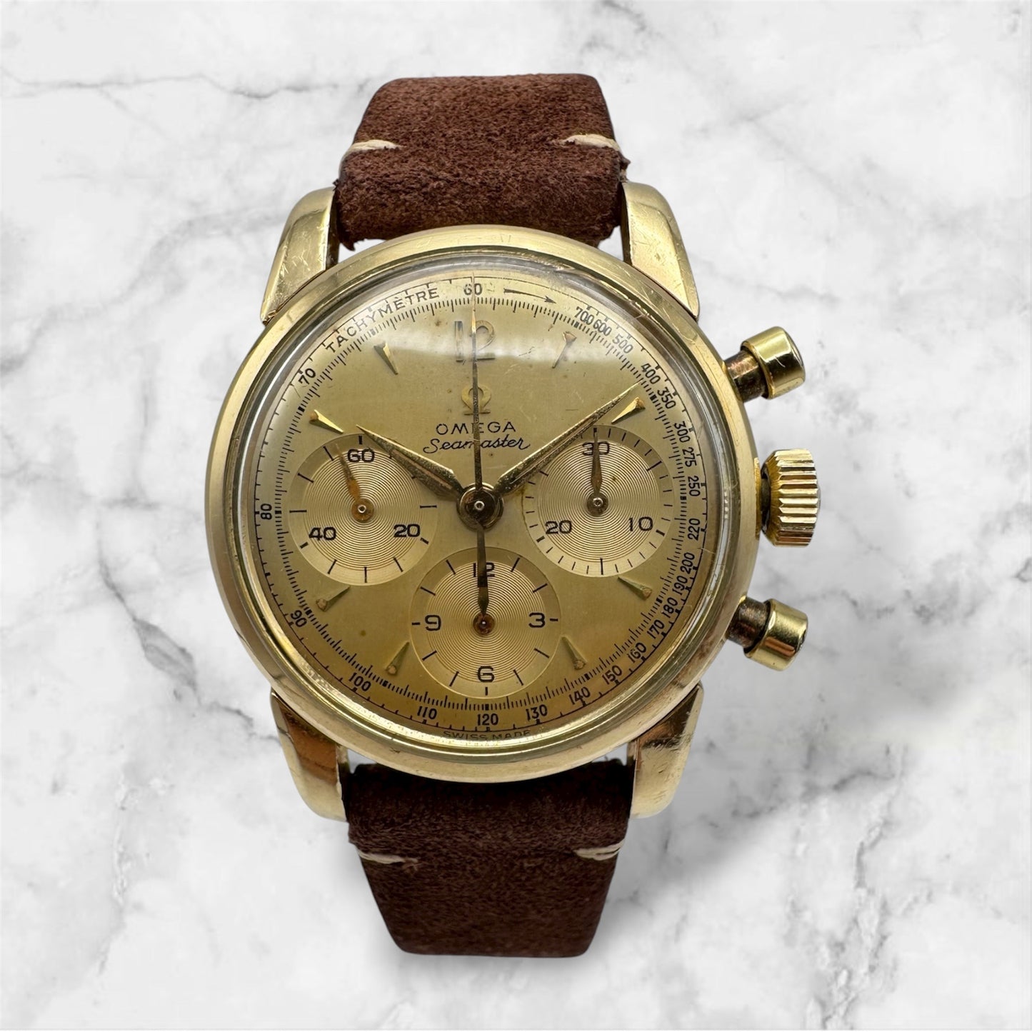 Omega Seamaster Chronograph 1950’s Gold Cap Manual Winding Cal. 321 (Unpolished/Serviced)