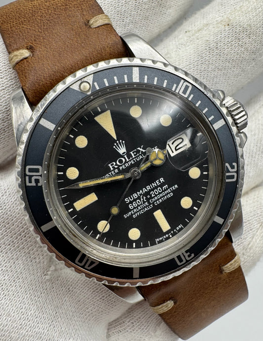 Rolex Submariner Date 1680 MK1 Yellow Patina Blue Insert 1977 (Serviced)