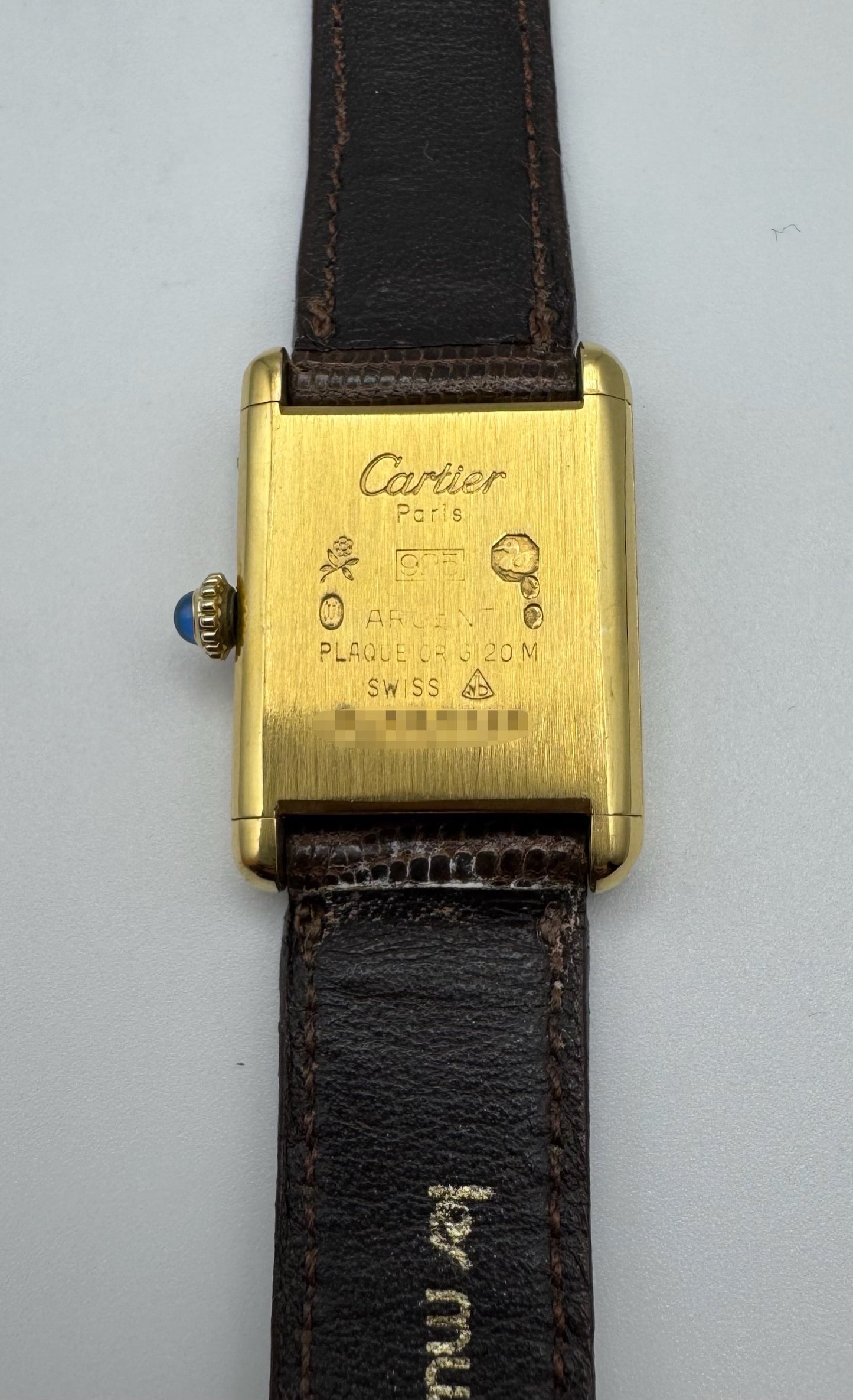 Cartier Tank Vermeil Gold Plated Manual Winding Burl Wood Dial