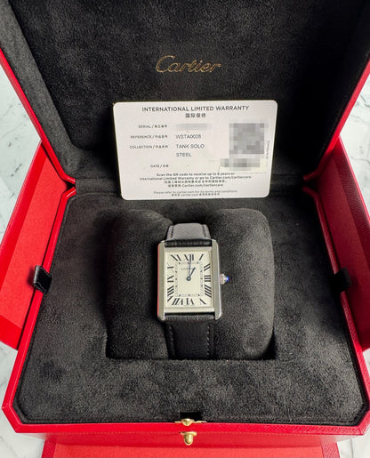 Cartier Tank Solo Steel Large Size Quartz Silver Dial (Full-Set/Unworn)