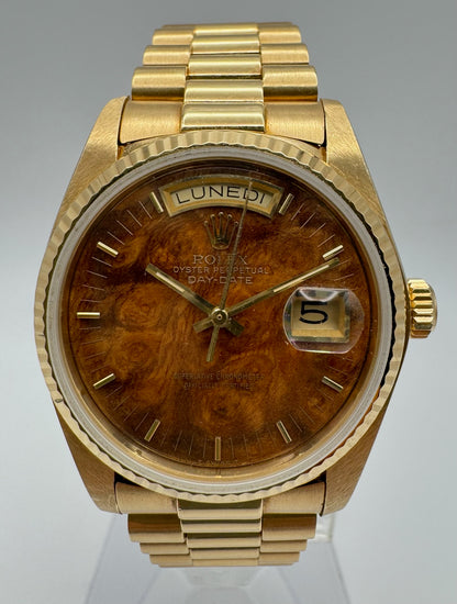 Rolex Day-Date 36 Full Gold Rare Wood Dial 1982 (Full-Set/Unpolished/Serviced)