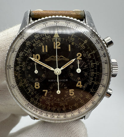 Breitling Navitimer 806 AOPA Steel Tropical Brown Dial Yellow Patina Bead Bezel (Unpolished/Serviced)