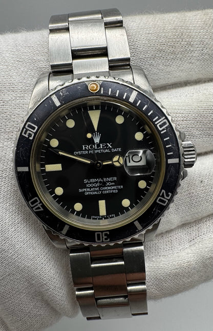 Rolex Submariner Date 16800 Full Steel Matte Dial Ghost Insert Original Owner 1982 (Full-Set/Unpolished/Serviced)