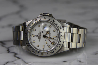 Rolex Explorer II Polar “Chicchi Di Mais” Full Steel 1990 Porcelain Dial Yellow Patina (Serviced)