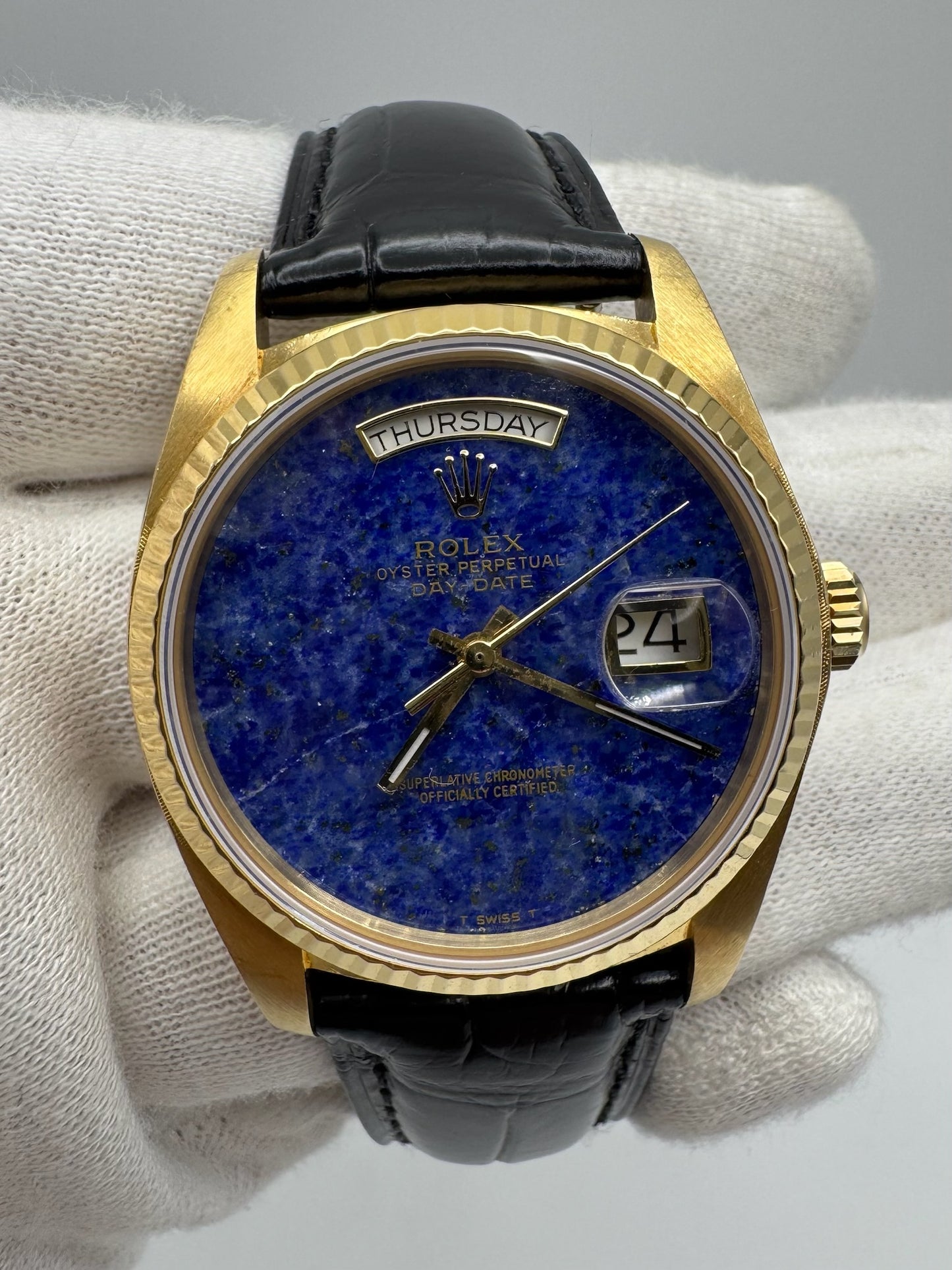 Rolex Day-Date 36 Yellow Gold Lapis Lazuli Aftermarket Dial (Serviced/Unpolished)
