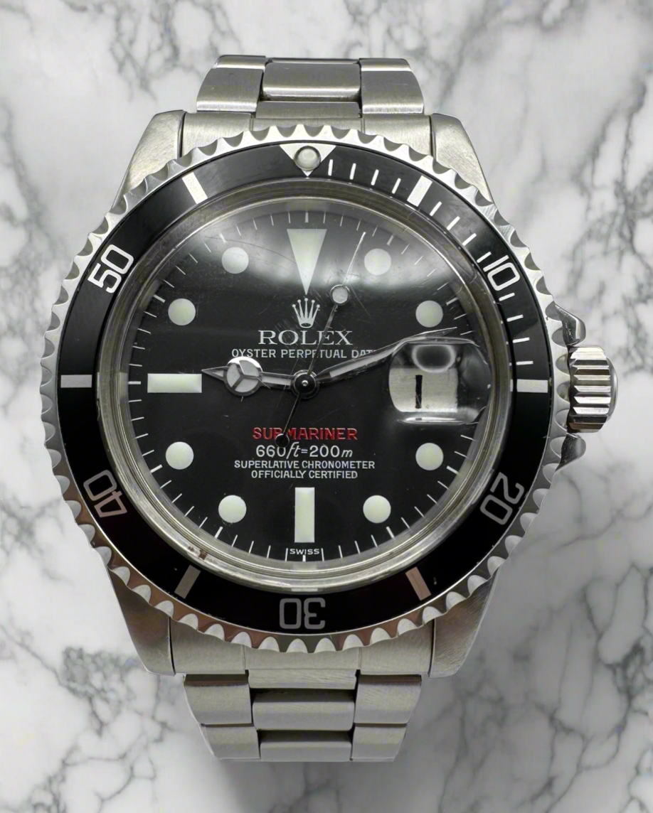 Rolex Submariner Date 1680 Red Very Rare “SWISS” Only Service Dial 1971