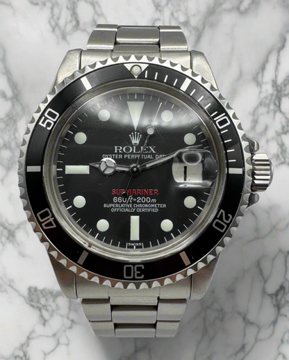 Rolex Submariner Date 1680 Red Very Rare “SWISS” Only Service Dial 1971
