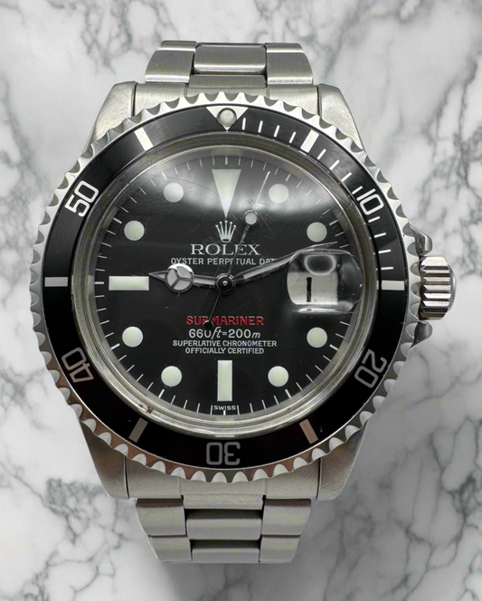 Rolex Submariner Date 1680 Red Very Rare “SWISS” Only Service Dial 1971