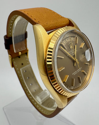 Rolex Day-Date 36 Yellow Gold Head Very Rare Ghost Havana Dial 1977 (Unpolished/Serviced)