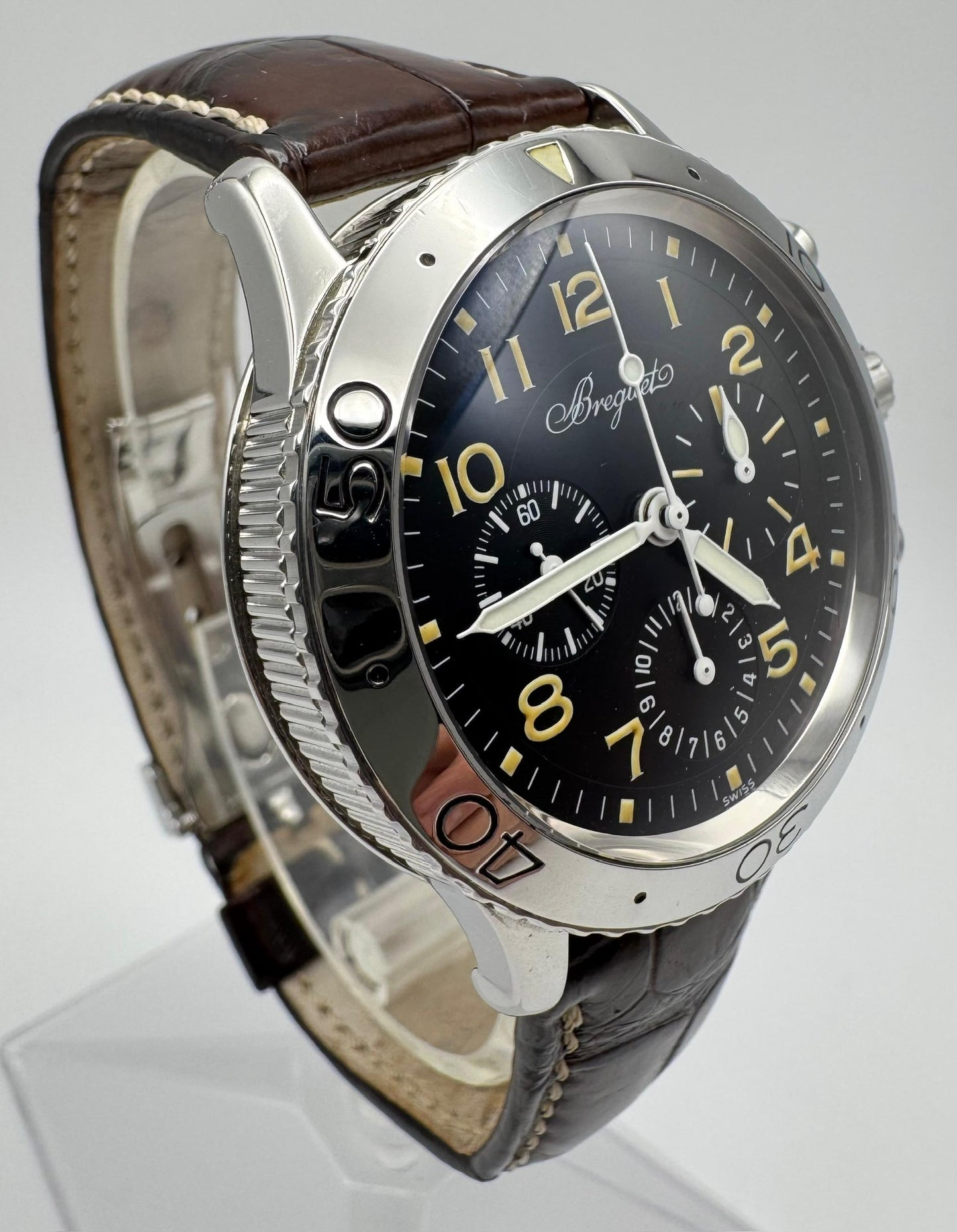 Breguet Type XX - XXI - XXII Pilot Watch Chronograph Steel Yellow Patina (Box)