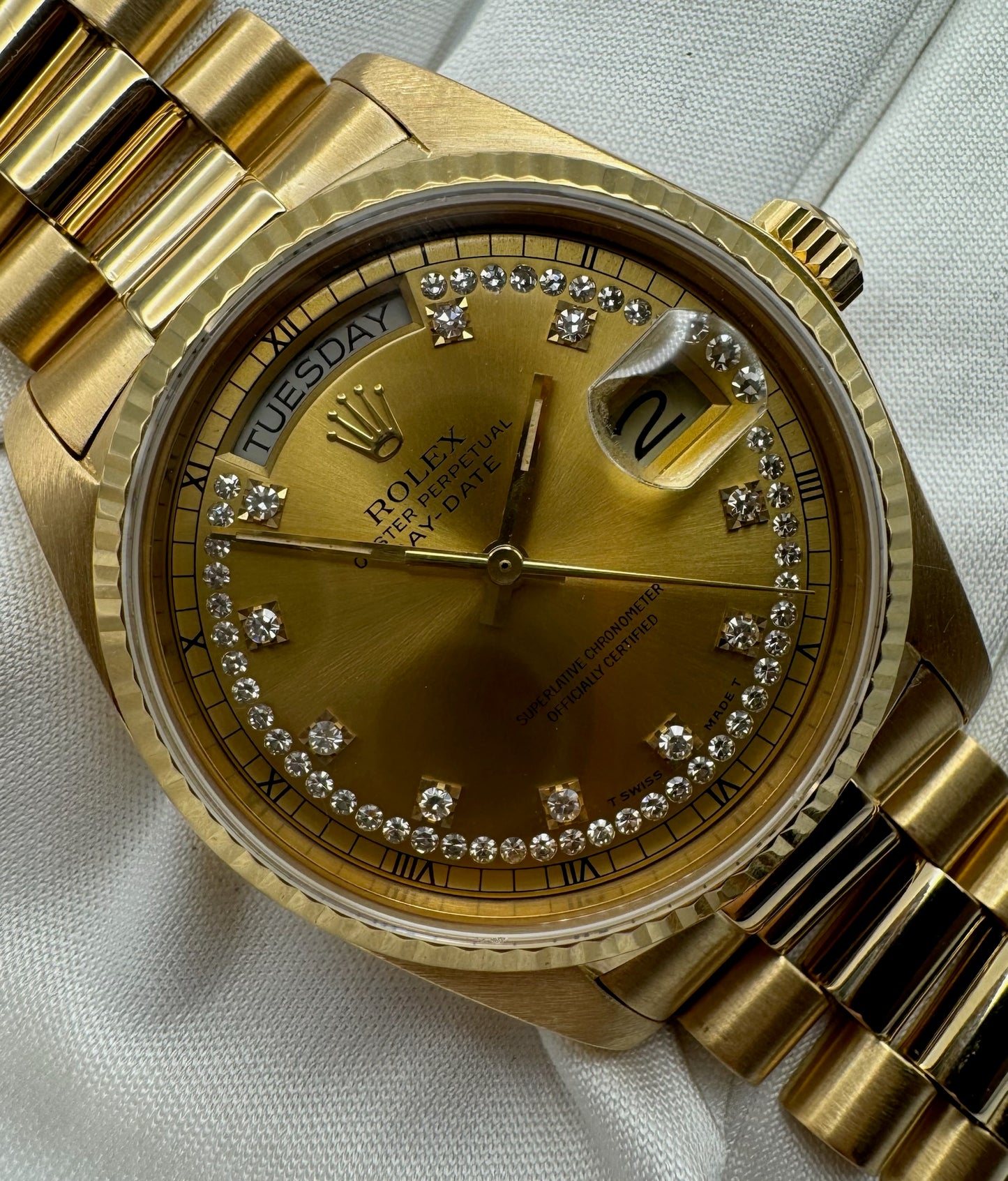 Rolex Day-Date Full Gold with Solid Gold Diamond String Dial