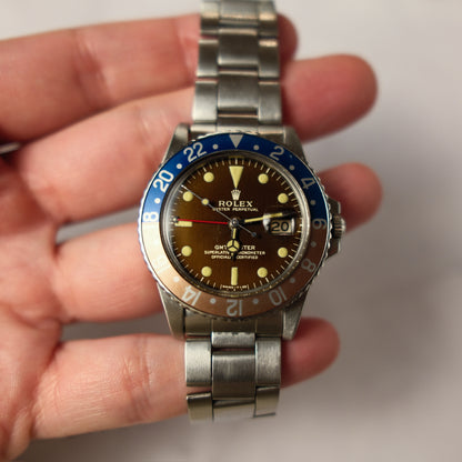 Rolex GMT-Master 1675 Glossy Gilt Tropical Dial Extremely Rare B+P 1966 (Full-Set/Serviced)