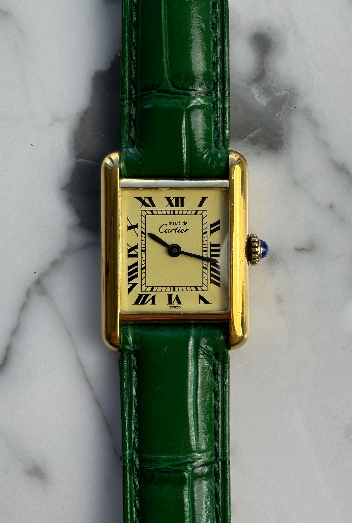 Cartier Tank Vermeil Gold Plated Manual Winding Lemon Dial