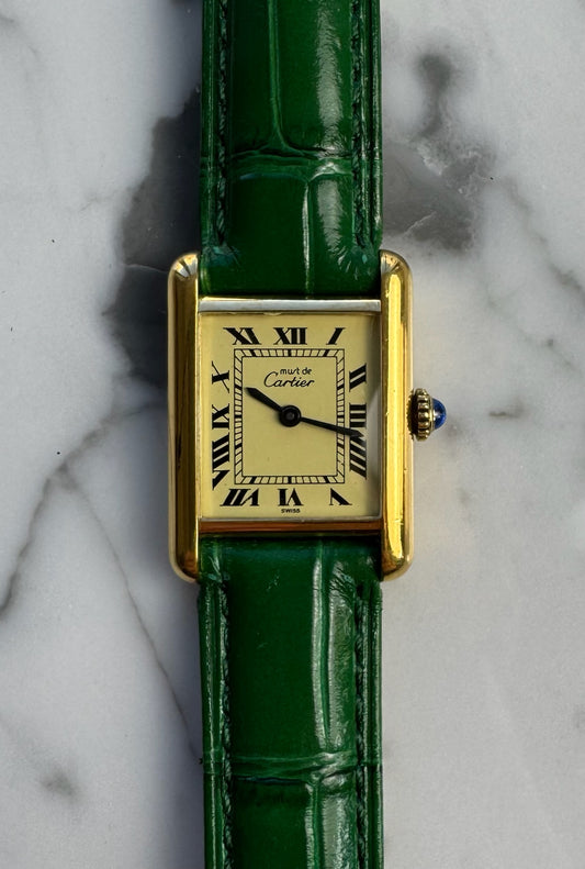 Cartier Tank Vermeil Gold Plated Manual Winding Lemon Dial