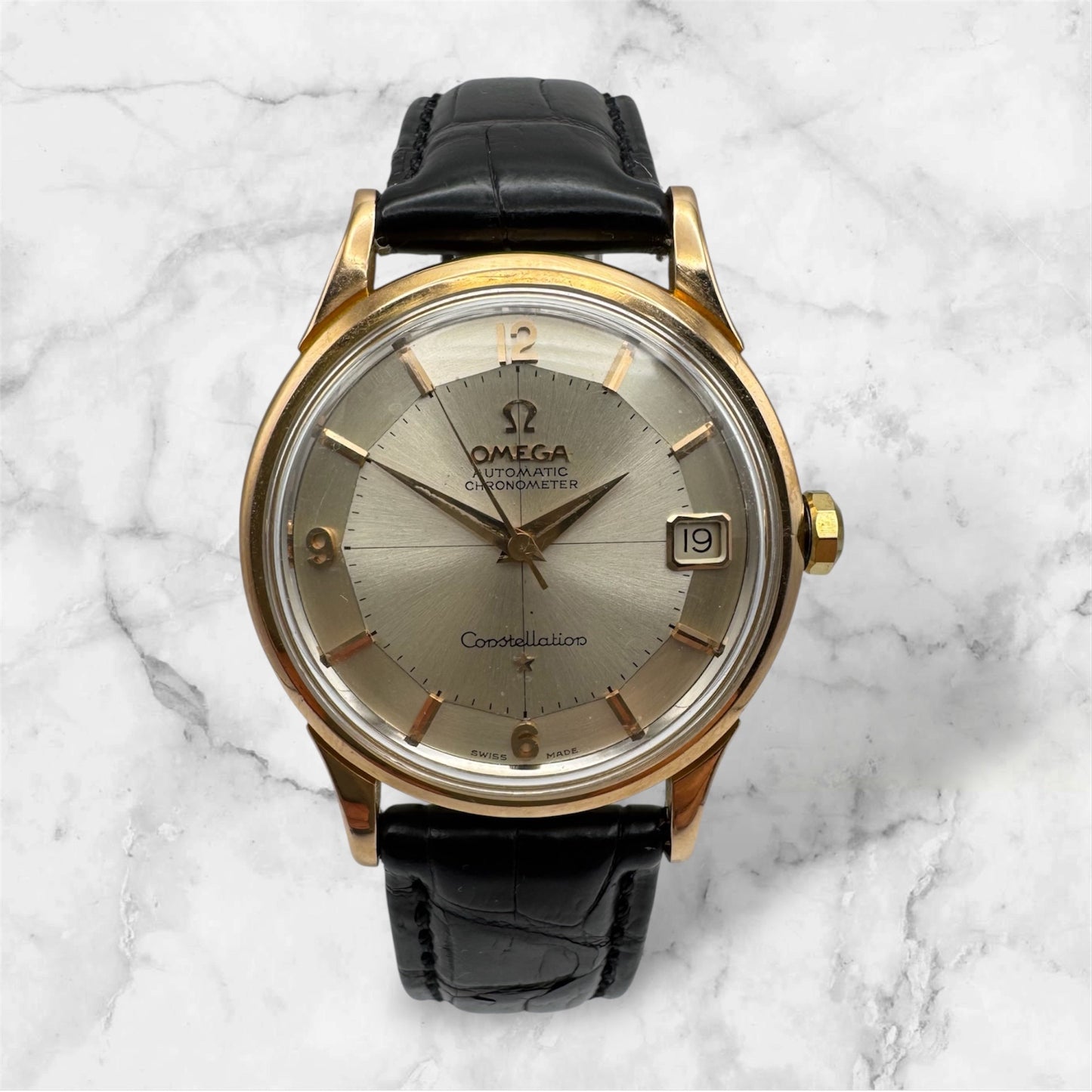 Omega Constellation 18K Rose Gold Silver Pie Pan Dial 1960