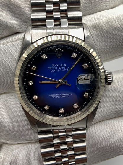 Rolex Datejust with Factory Blue Vignette Diamond Dial