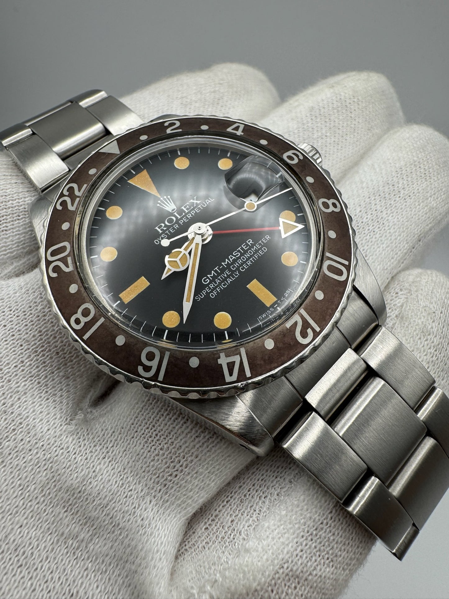 Rolex GMT-Master 1675 Osyter MK4 Pumpkin Patina Brown Insert 1977 (Full-Set/Serviced)